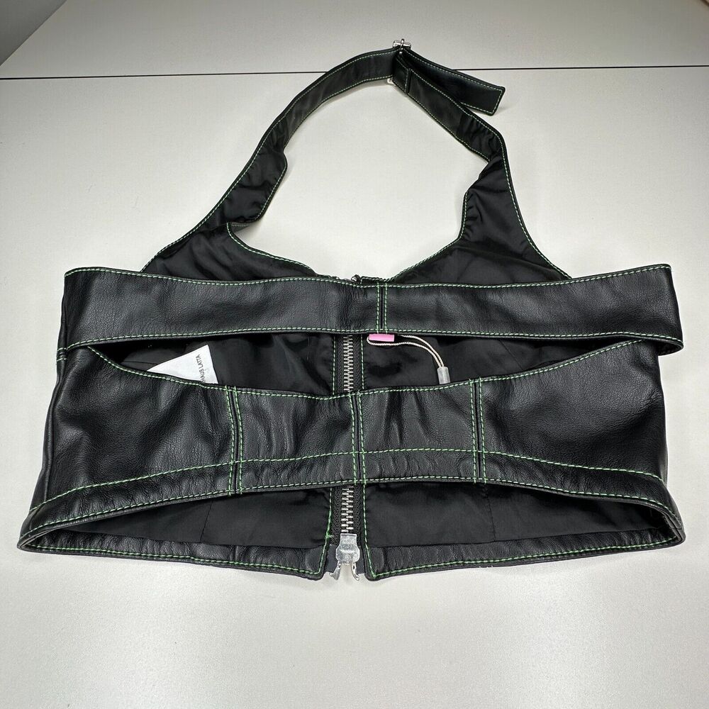 NWOT Eckhaus Latta Black Switch Halterneck Zip Top Tonal Stitch Scoop Neck Med - Picture 5 of 10